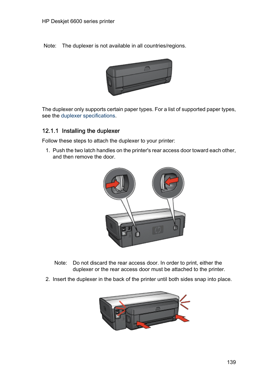 1 installing the duplexer | HP Deskjet 6620 Color Inkjet Printer User Manual | Page 139 / 169