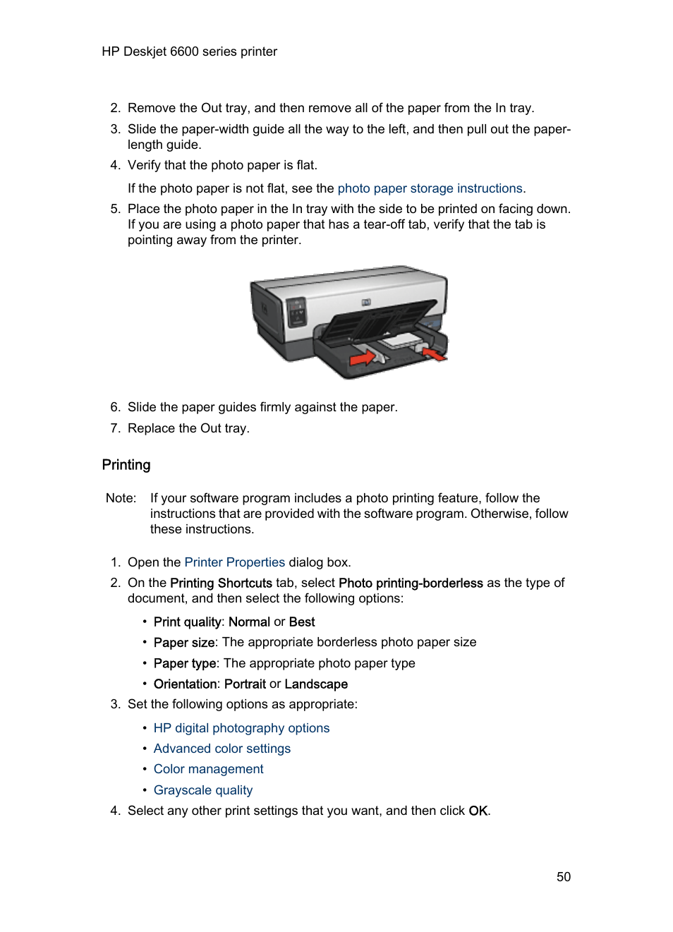 Printing | HP Deskjet 6620 Color Inkjet Printer User Manual | Page 50 / 169