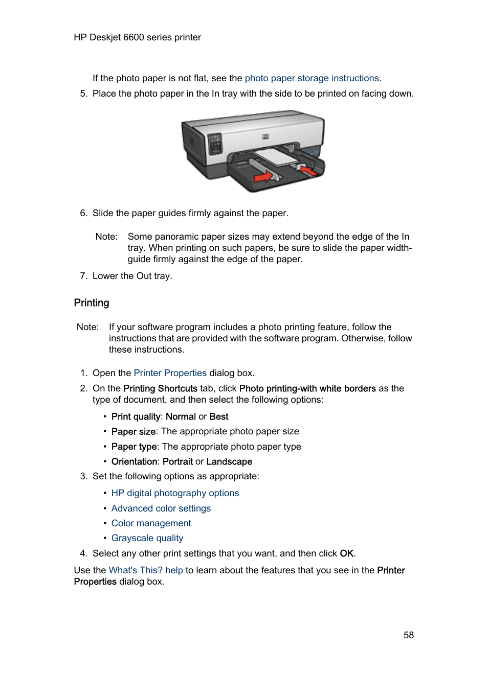 Printing | HP Deskjet 6620 Color Inkjet Printer User Manual | Page 58 / 169