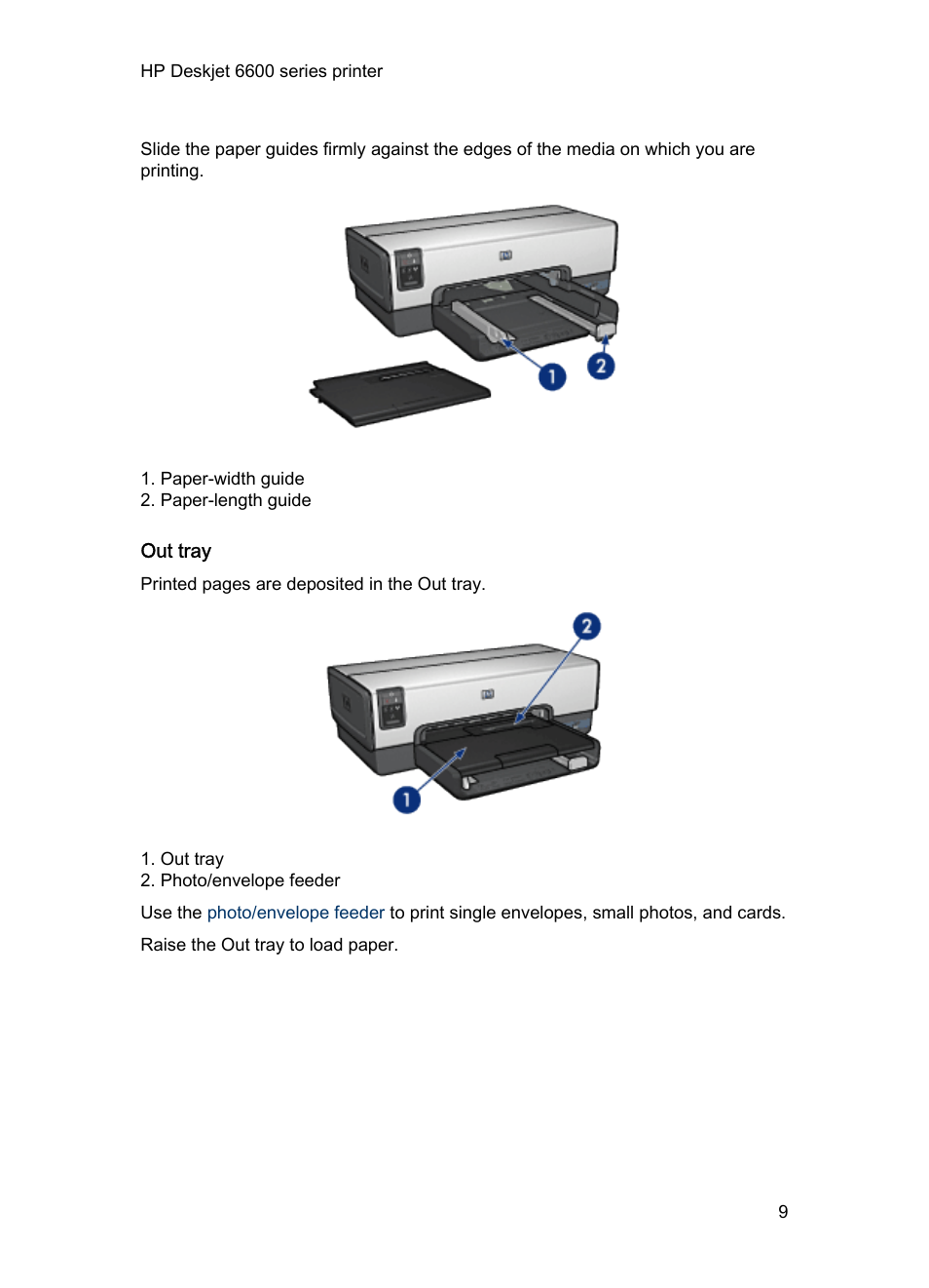Out tray | HP Deskjet 6620 Color Inkjet Printer User Manual | Page 9 / 169