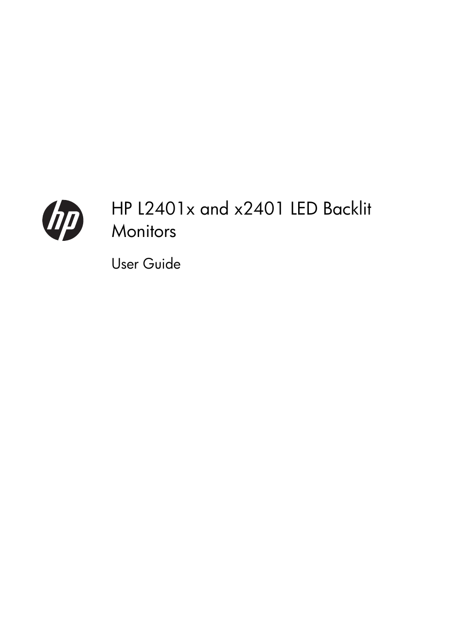 HP x2401 24-inch LED Backlit Monitor User Manual | 23 pages