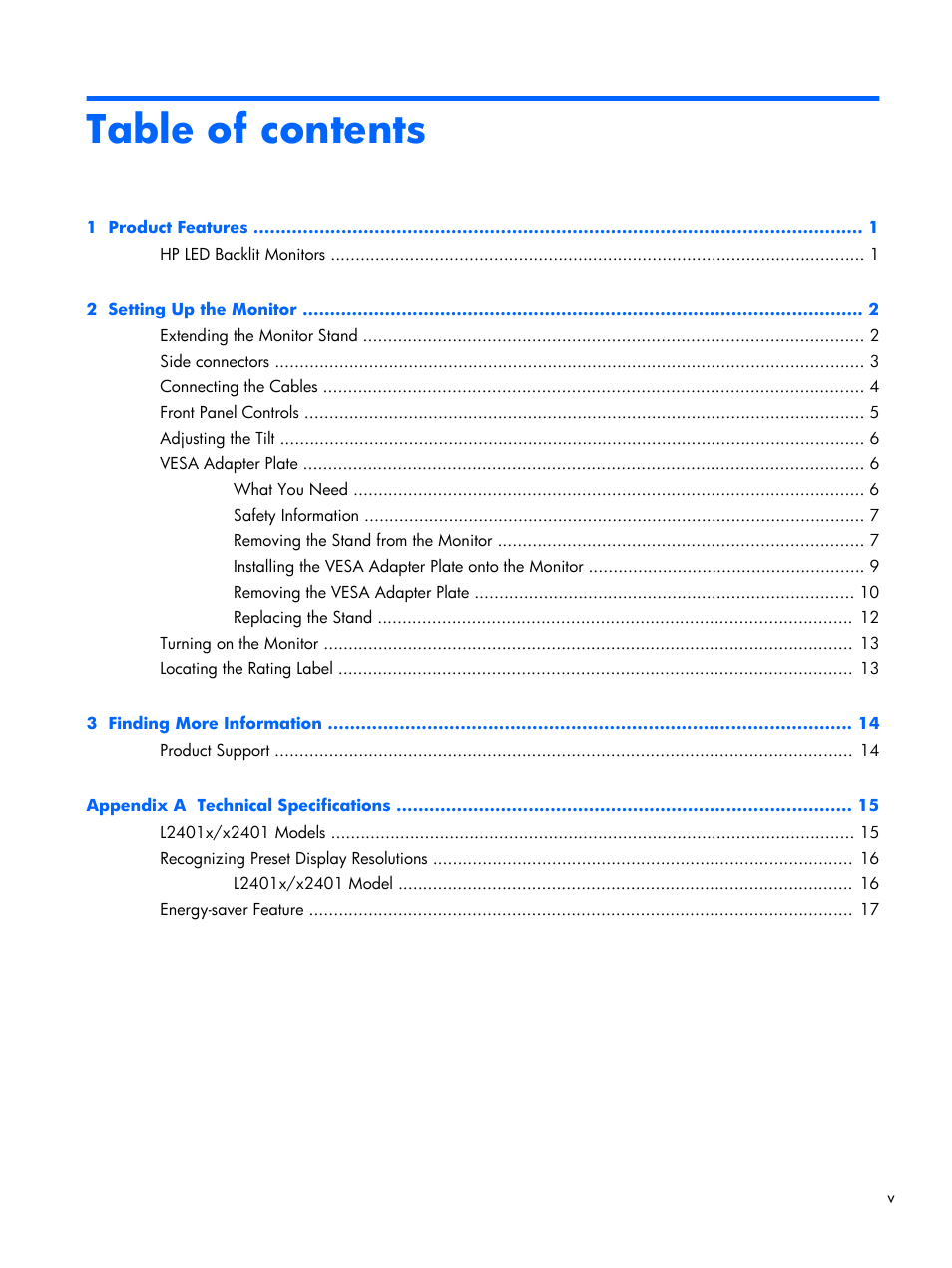 HP x2401 24-inch LED Backlit Monitor User Manual | Page 5 / 23