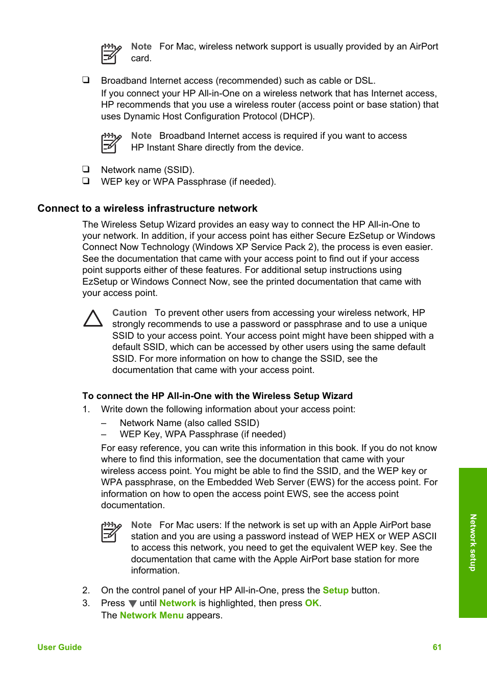 Connect to a wireless infrastructure network | HP Photosmart 3310 All-in-One Printer User Manual | Page 64 / 212