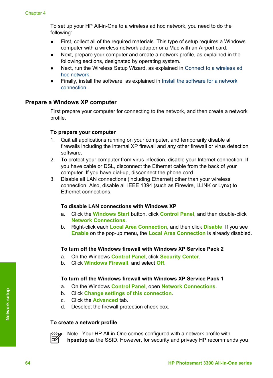 Prepare a windows xp computer | HP Photosmart 3310 All-in-One Printer User Manual | Page 67 / 212