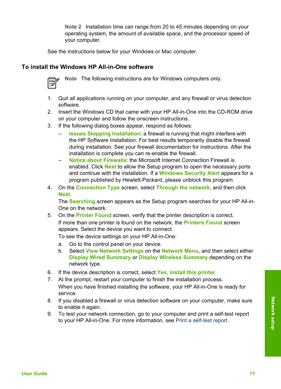 To install the windows hp all-in-one software | HP Photosmart 3310 All-in-One Printer User Manual | Page 74 / 212