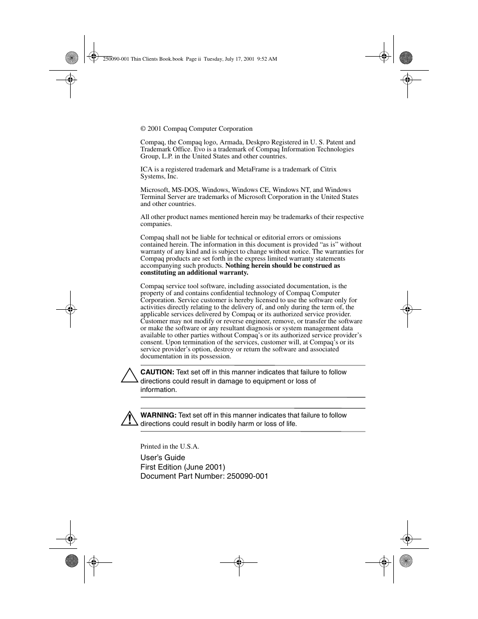 HP Compaq t1000 Terminal Thin Client PC series User Manual | Page 2 / 58