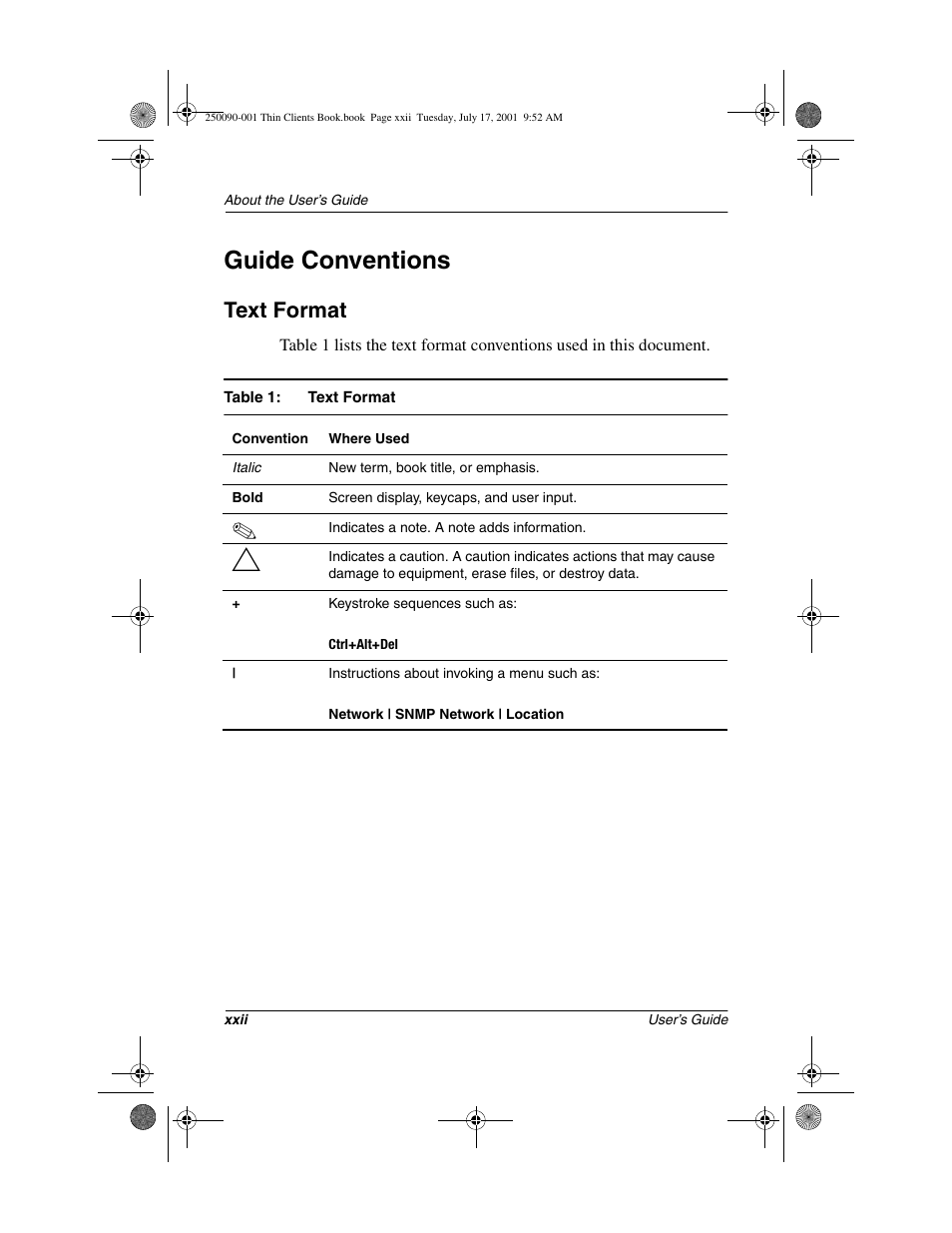 Guide conventions, Text format | HP Compaq t1000 Terminal Thin Client PC series User Manual | Page 21 / 58