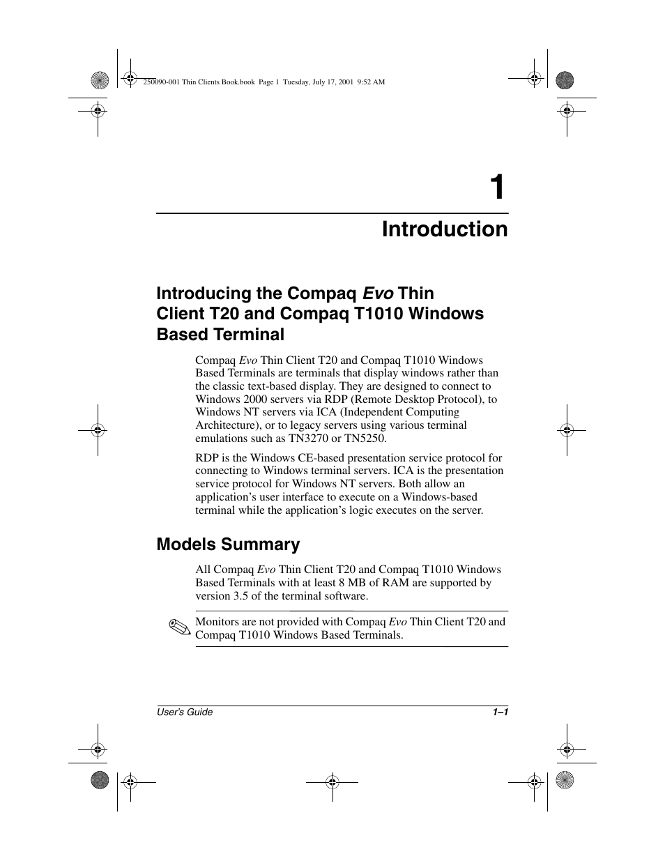 Introduction, Models summary | HP Compaq t1000 Terminal Thin Client PC series User Manual | Page 23 / 58
