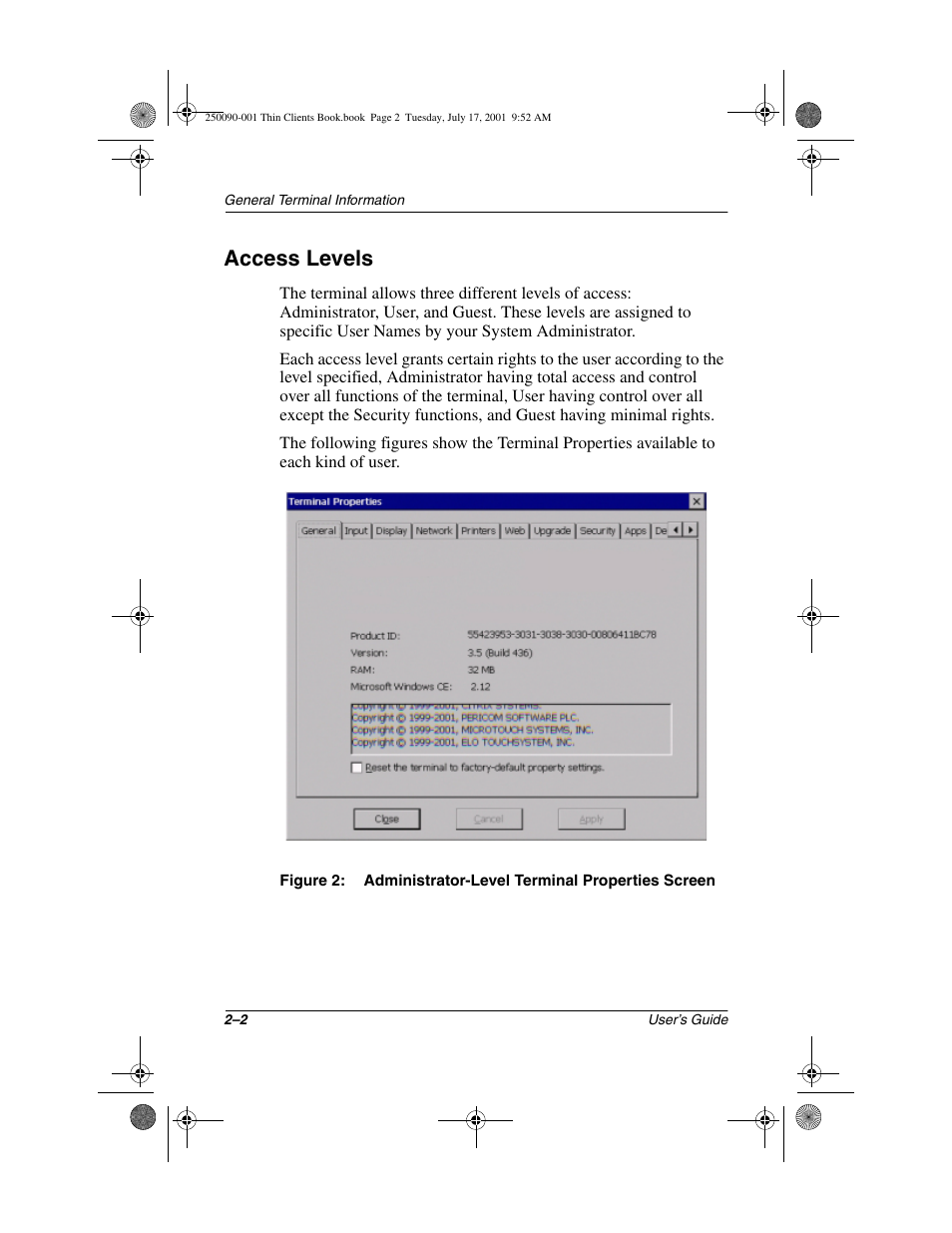 Access levels, Access levels –2 | HP Compaq t1000 Terminal Thin Client PC series User Manual | Page 30 / 58