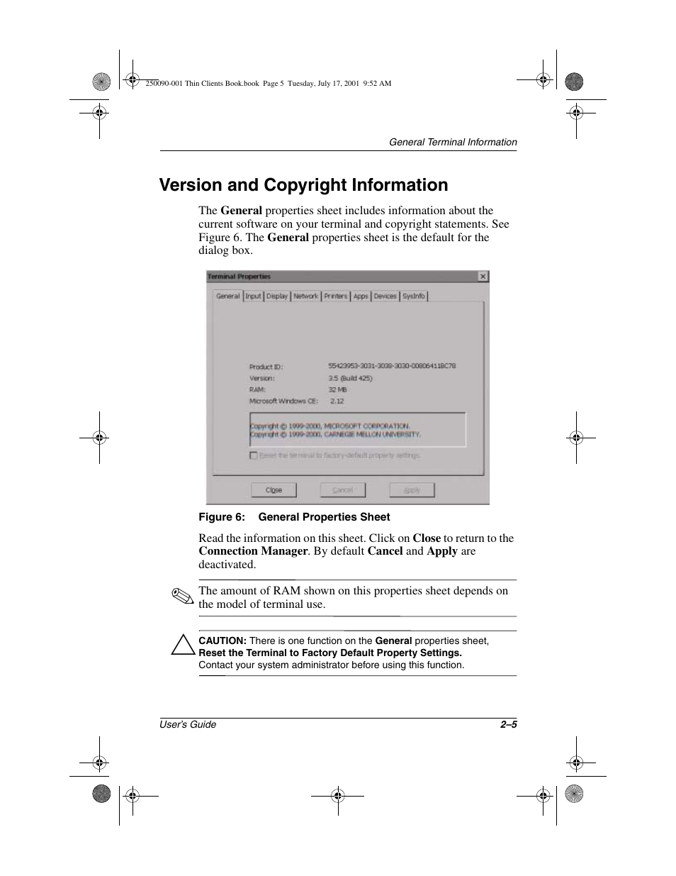 Version and copyright information, Version and copyright information –5 | HP Compaq t1000 Terminal Thin Client PC series User Manual | Page 33 / 58