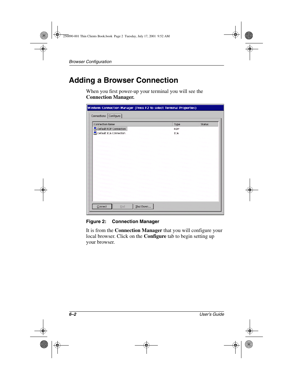 Adding a browser connection, Adding a browser connection –2 | HP Compaq t1000 Terminal Thin Client PC series User Manual | Page 50 / 58