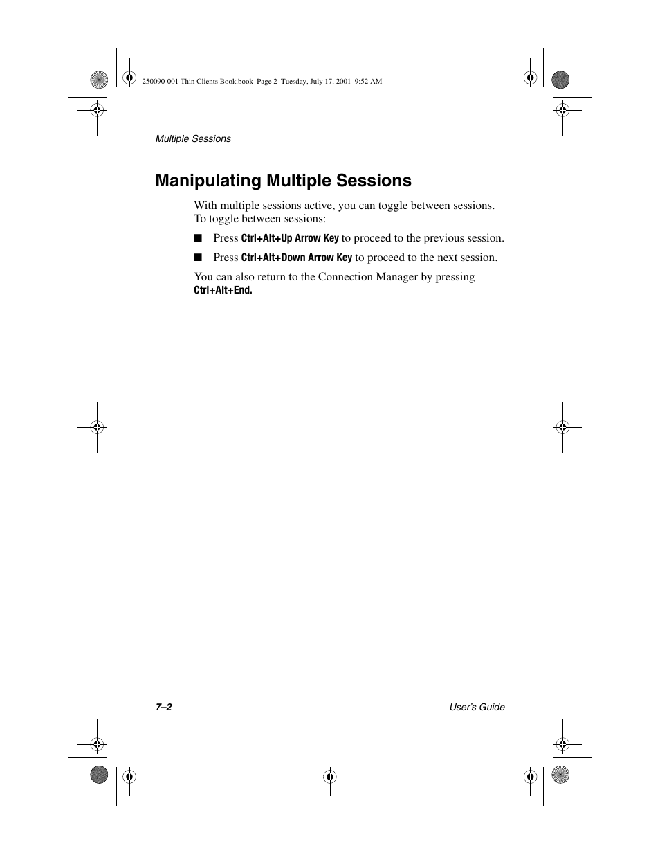 Manipulating multiple sessions, Manipulating multiple sessions –2 | HP Compaq t1000 Terminal Thin Client PC series User Manual | Page 54 / 58