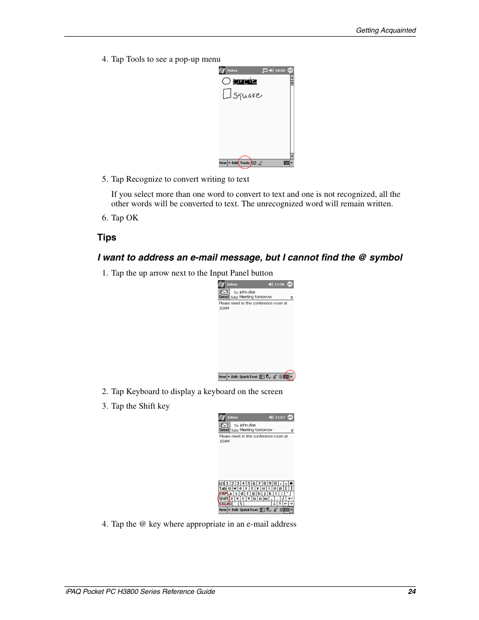 HP iPAQ h3800 Pocket PC series User Manual | Page 24 / 116