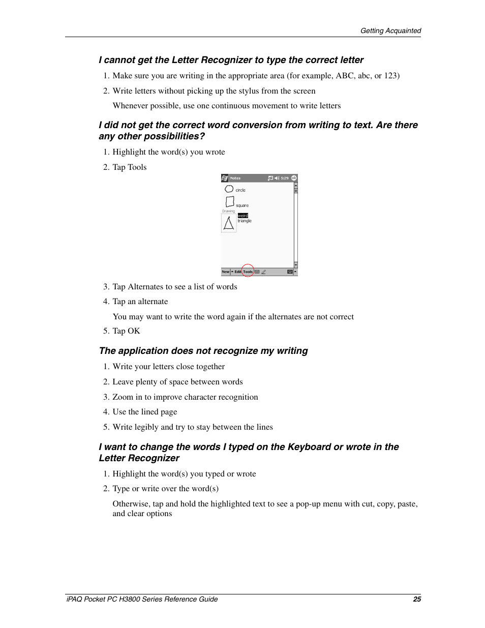 HP iPAQ h3800 Pocket PC series User Manual | Page 25 / 116