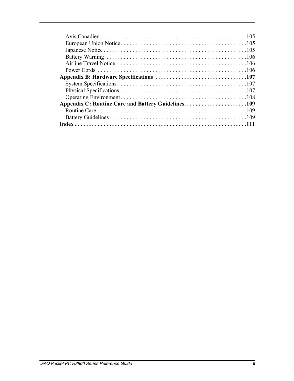 HP iPAQ h3800 Pocket PC series User Manual | Page 5 / 116