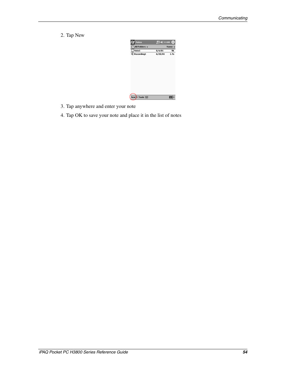 HP iPAQ h3800 Pocket PC series User Manual | Page 54 / 116