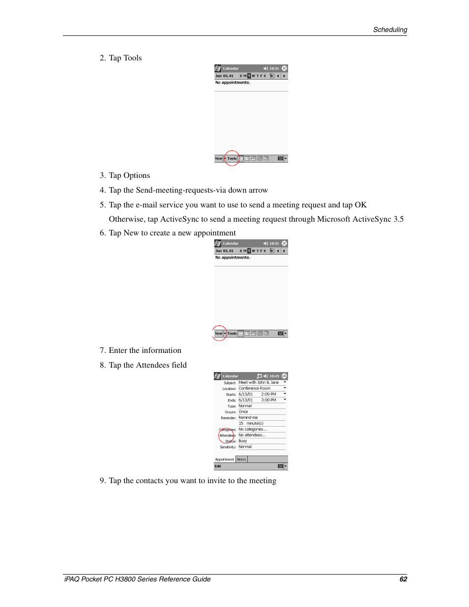 HP iPAQ h3800 Pocket PC series User Manual | Page 62 / 116