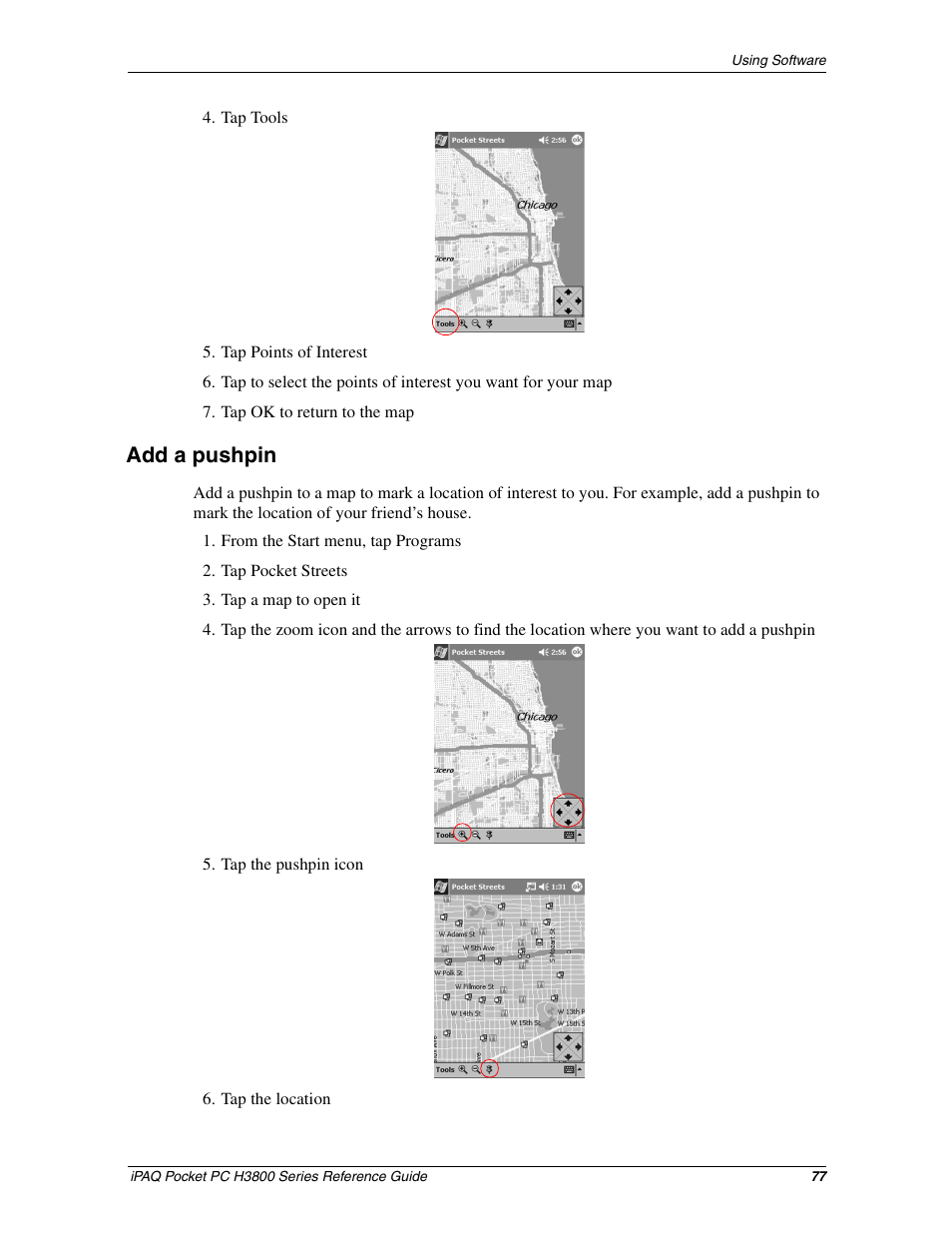 Add a pushpin | HP iPAQ h3800 Pocket PC series User Manual | Page 77 / 116