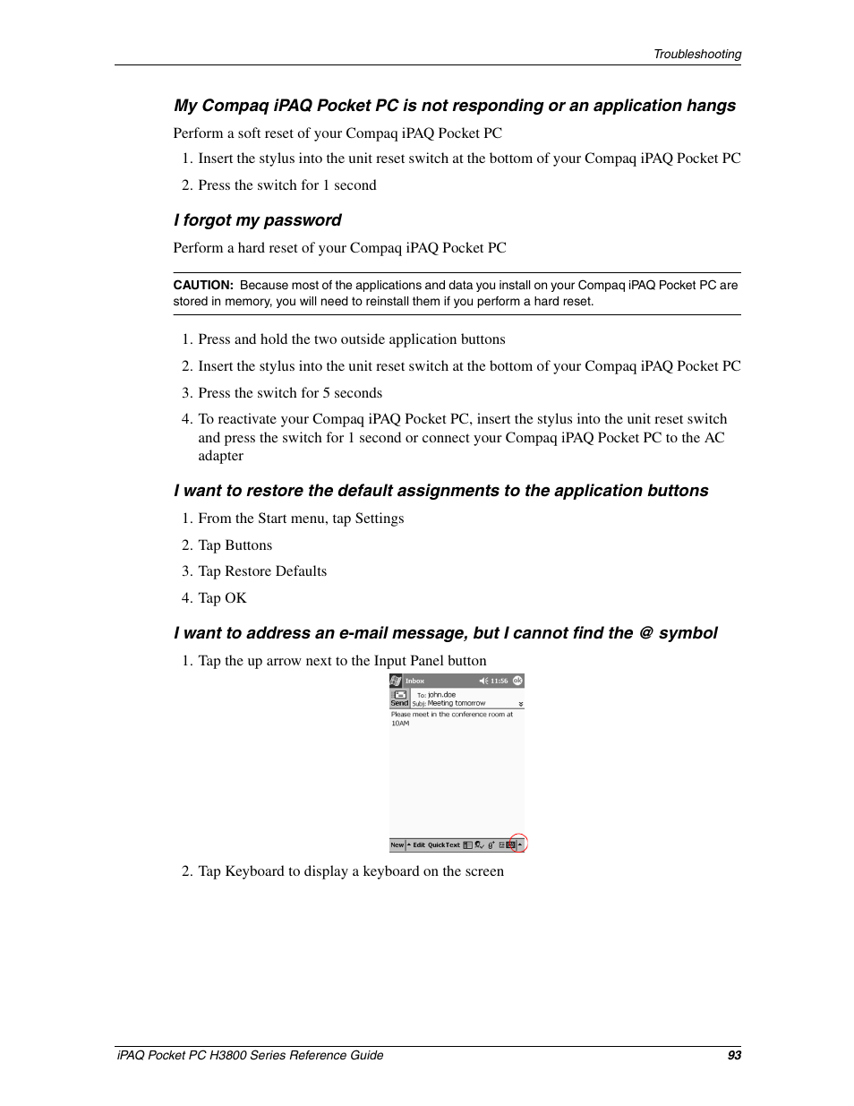 HP iPAQ h3800 Pocket PC series User Manual | Page 93 / 116