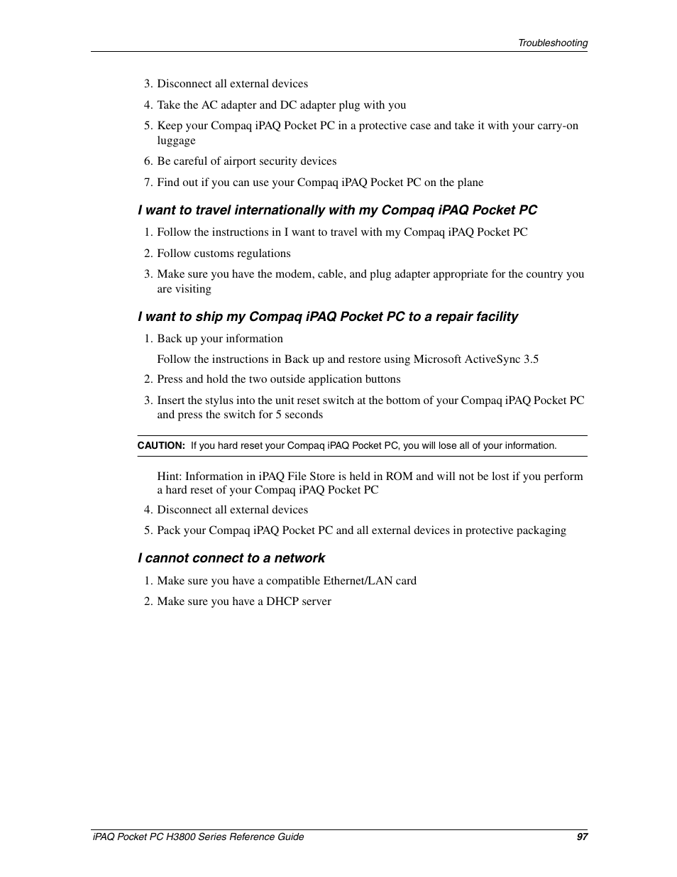 HP iPAQ h3800 Pocket PC series User Manual | Page 97 / 116
