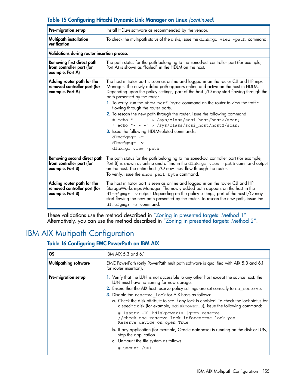 Ibm aix multipath configuration | HP MPX200 Multifunction Router User Manual | Page 155 / 180