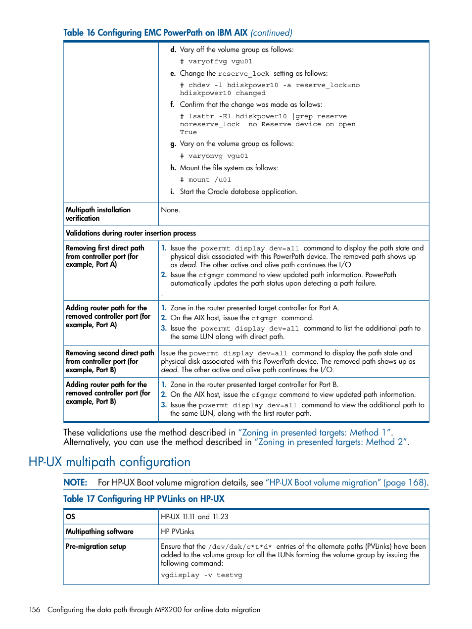Hp-ux multipath configuration | HP MPX200 Multifunction Router User Manual | Page 156 / 180
