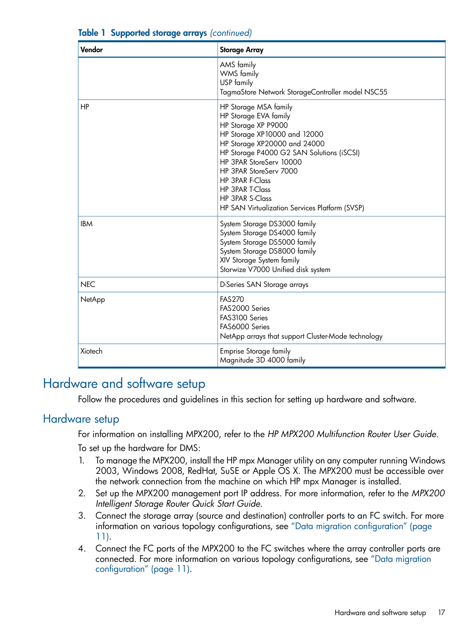 Hardware and software setup, Hardware setup | HP MPX200 Multifunction Router User Manual | Page 17 / 180