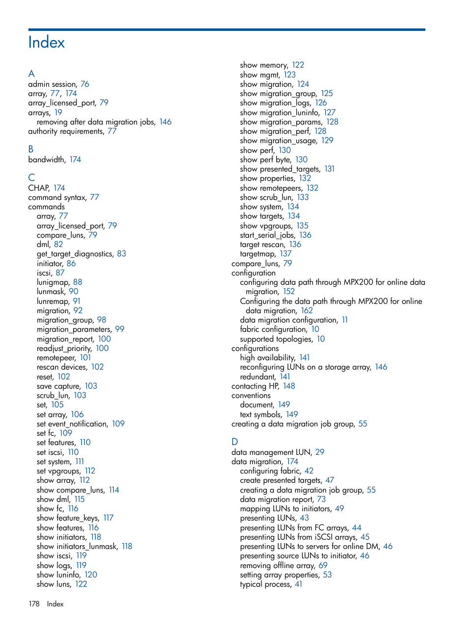 Index | HP MPX200 Multifunction Router User Manual | Page 178 / 180