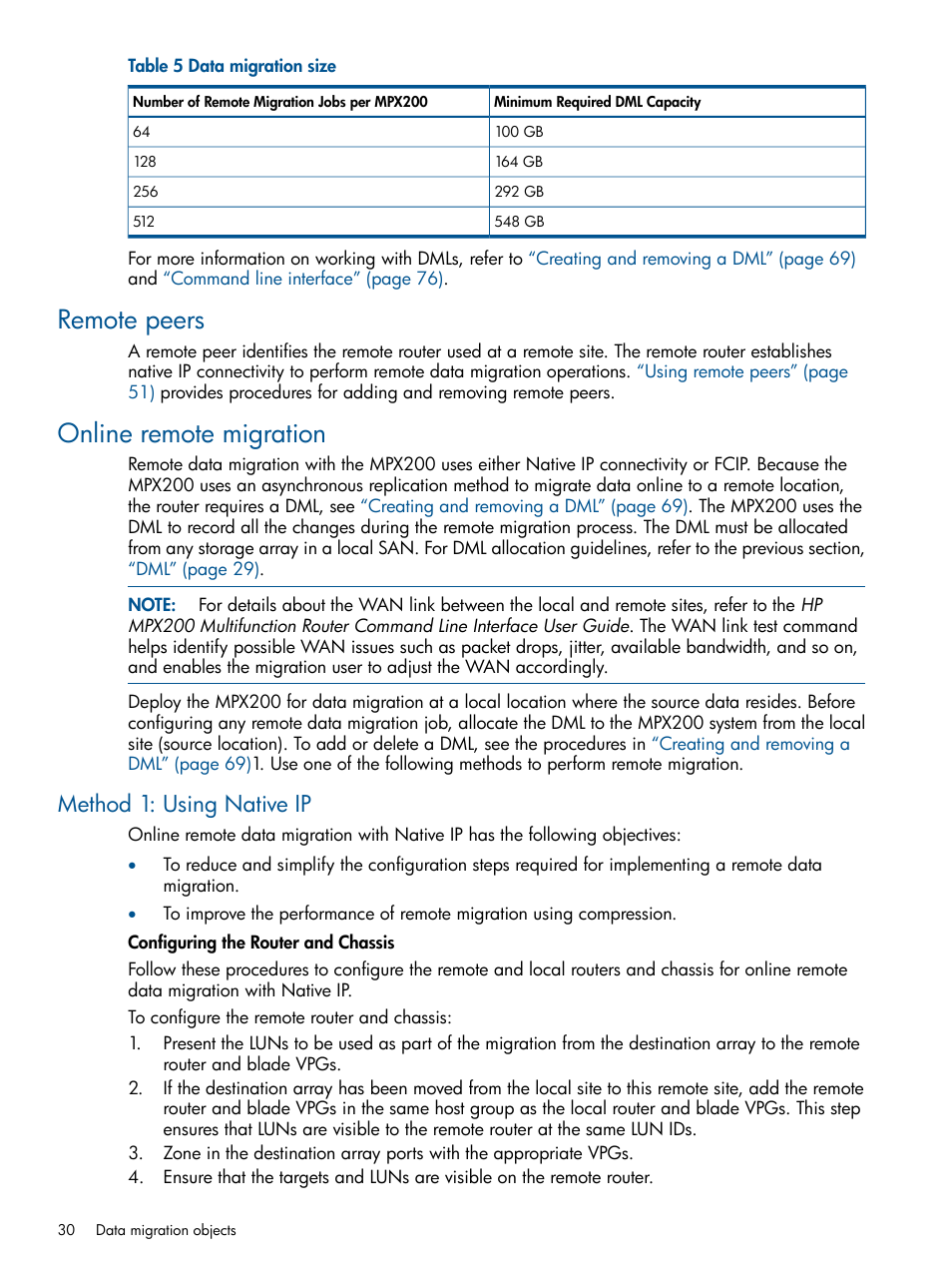 Remote peers, Online remote migration, Method 1: using native ip | Remote peers online remote migration | HP MPX200 Multifunction Router User Manual | Page 30 / 180