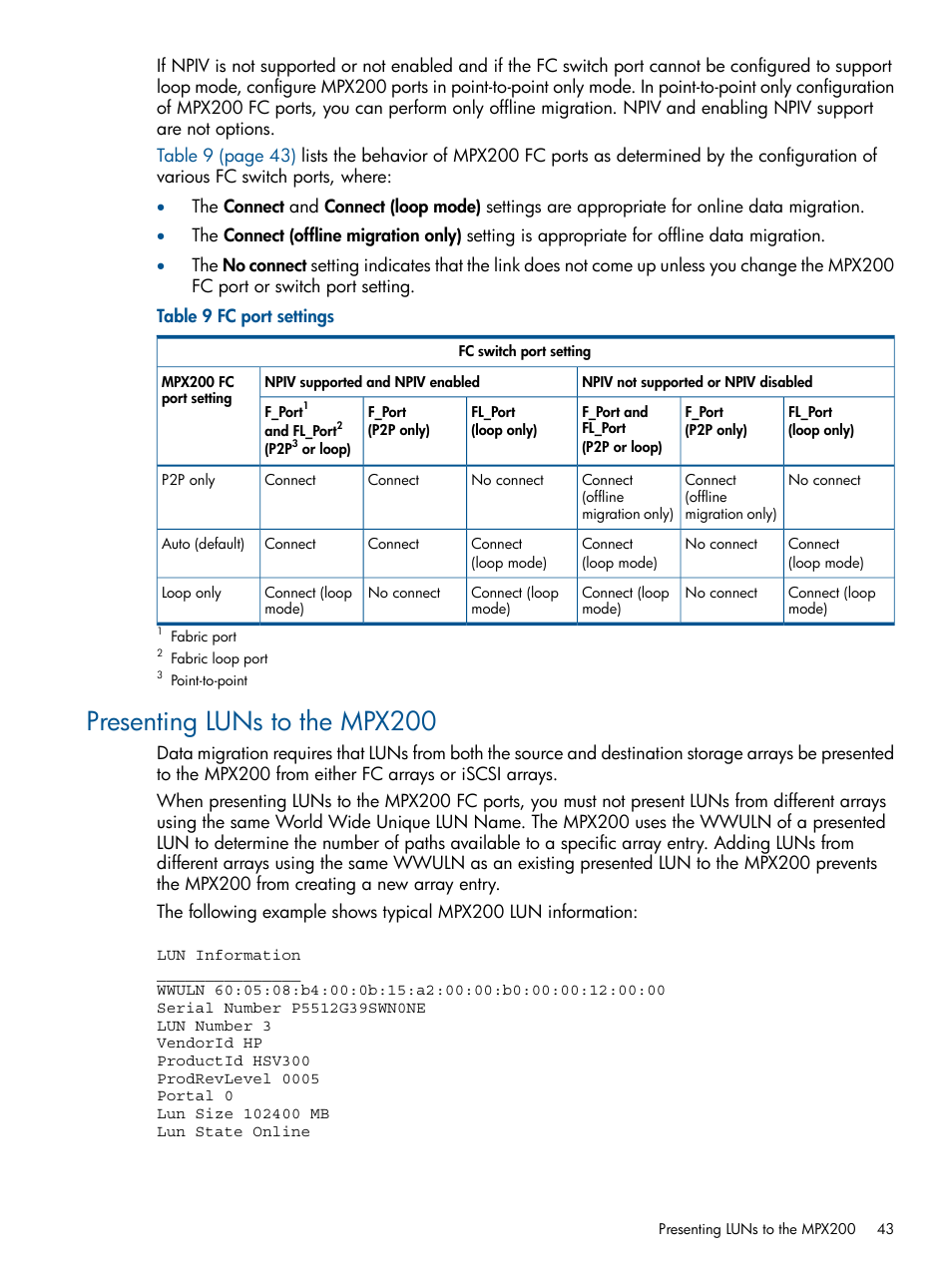 Presenting luns to the mpx200 | HP MPX200 Multifunction Router User Manual | Page 43 / 180