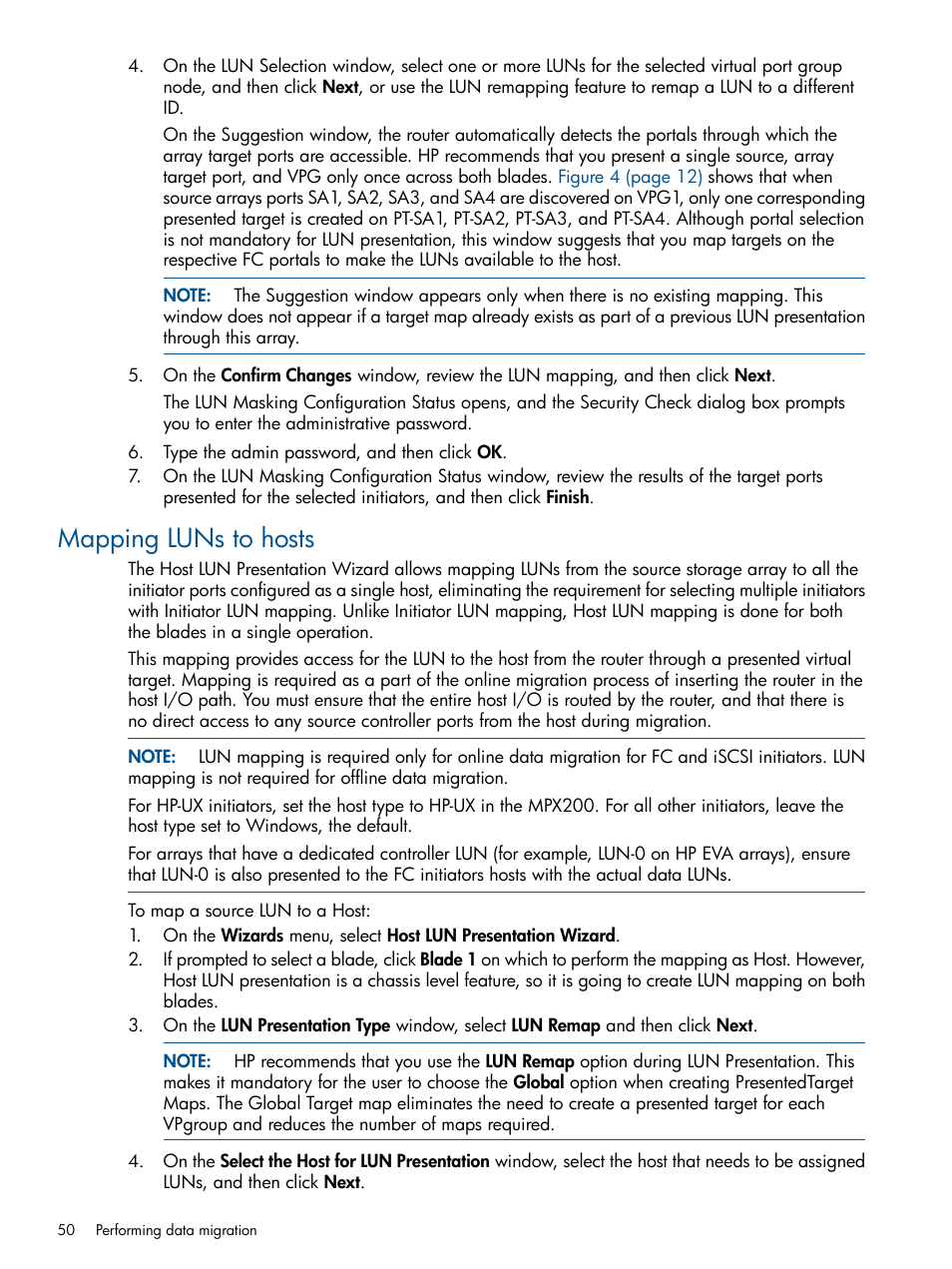 Mapping luns to hosts | HP MPX200 Multifunction Router User Manual | Page 50 / 180