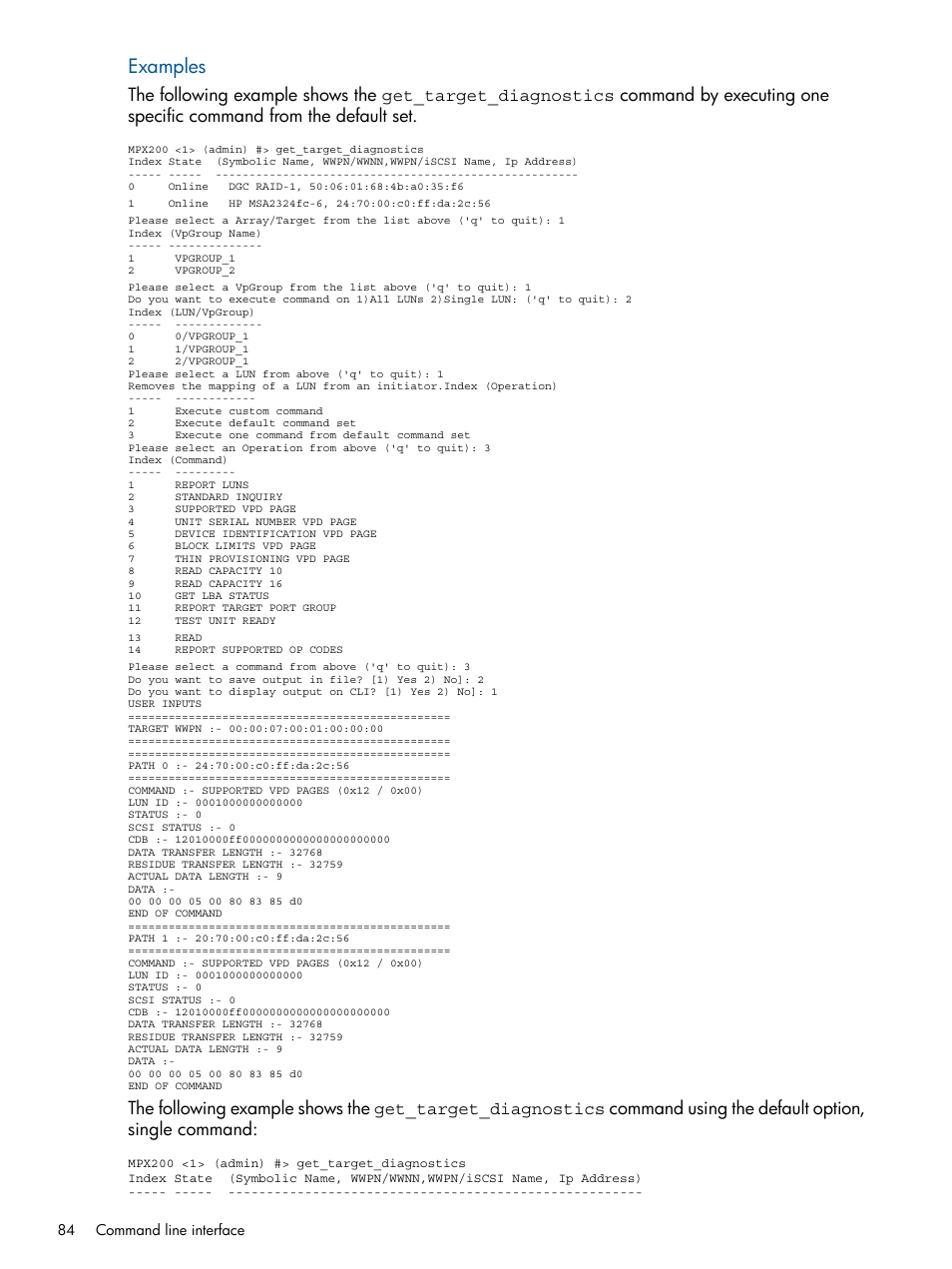 Examples | HP MPX200 Multifunction Router User Manual | Page 84 / 180