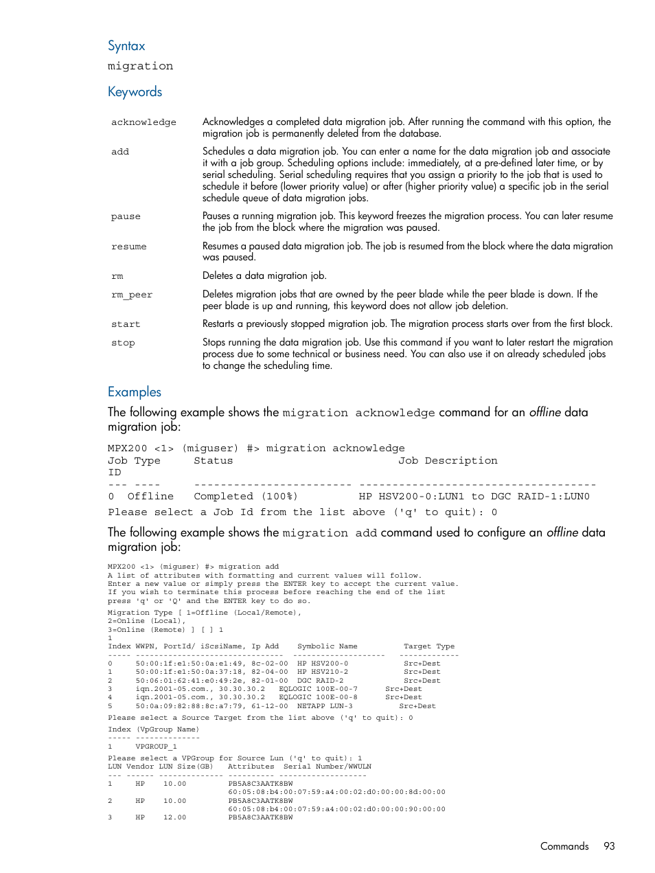Syntax, Keywords, Examples | HP MPX200 Multifunction Router User Manual | Page 93 / 180