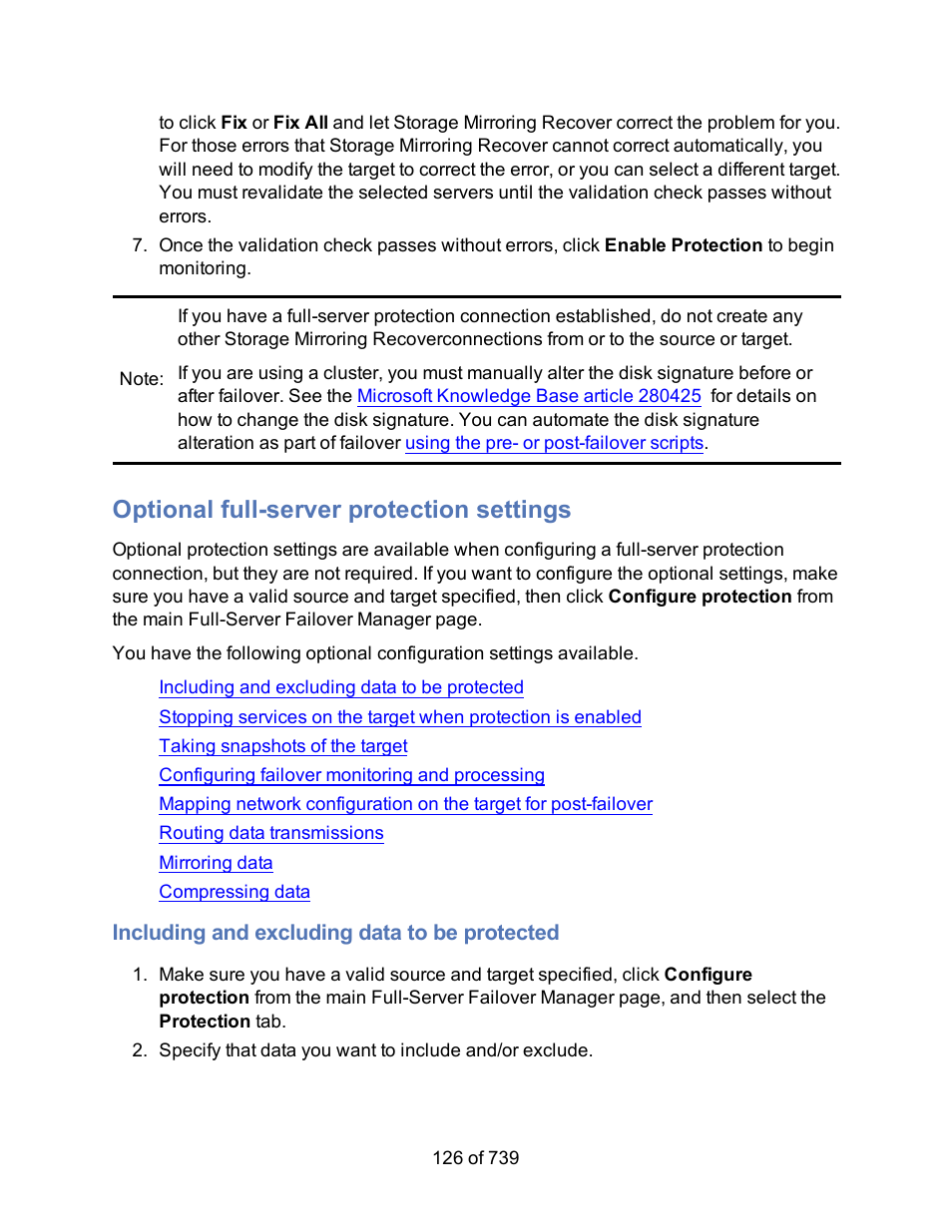 Optional full-server protection settings, Including and excluding data to be protected | HP Storage Mirroring Software User Manual | Page 128 / 741