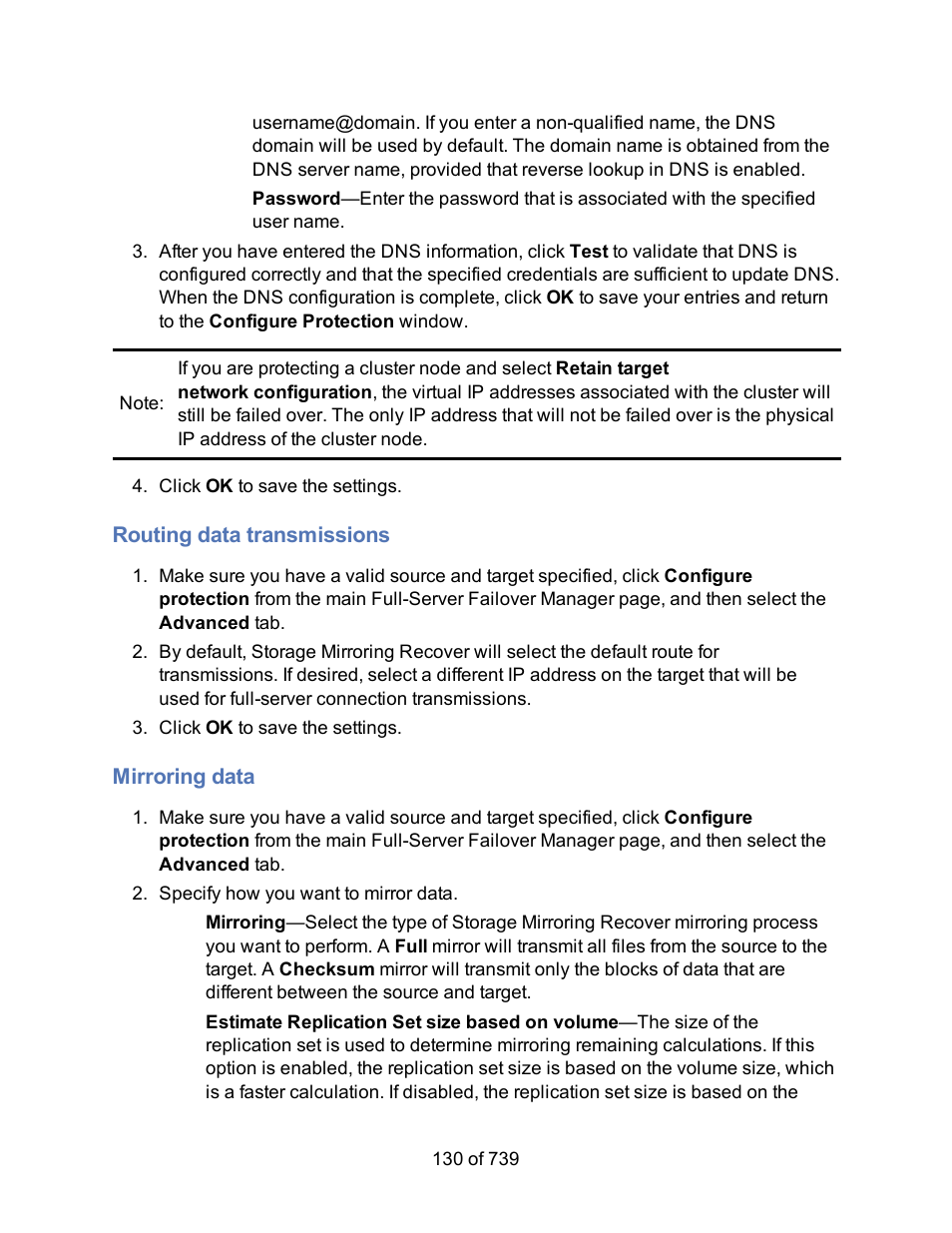 Routing data transmissions, Mirroring data | HP Storage Mirroring Software User Manual | Page 132 / 741