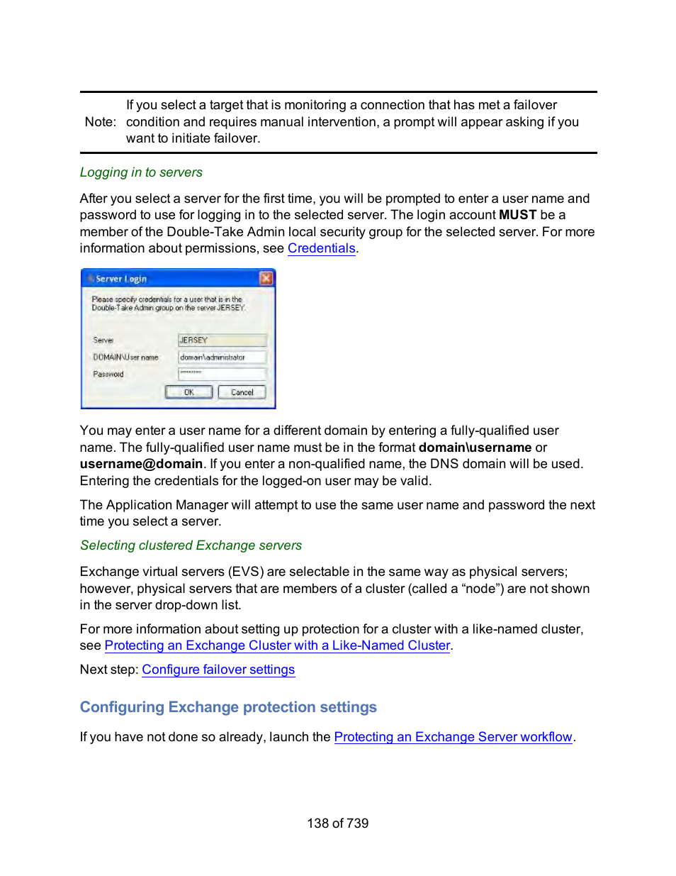 Configuring exchange protection settings, Configure protection settings | HP Storage Mirroring Software User Manual | Page 140 / 741