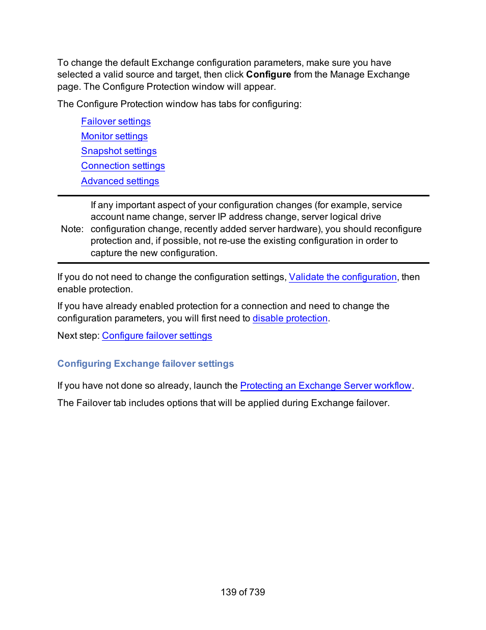 Configuring exchange failover settings, Configure failover settings | HP Storage Mirroring Software User Manual | Page 141 / 741