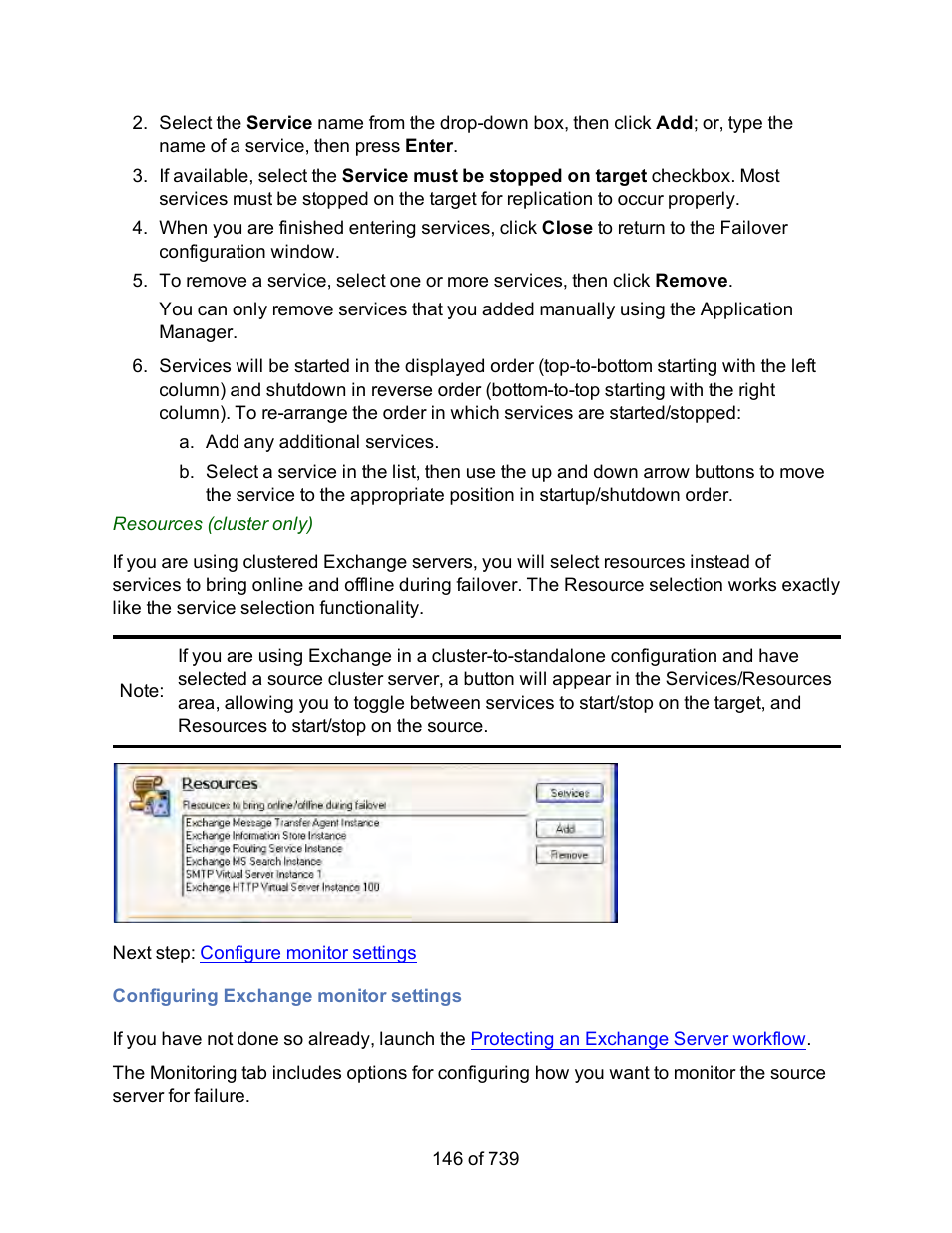 Configuring exchange monitor settings, Monitor settings | HP Storage Mirroring Software User Manual | Page 148 / 741