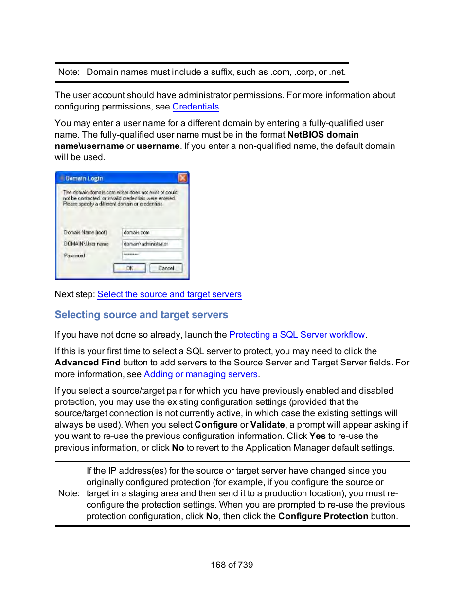 Selecting source and target servers, Select source and target servers | HP Storage Mirroring Software User Manual | Page 170 / 741