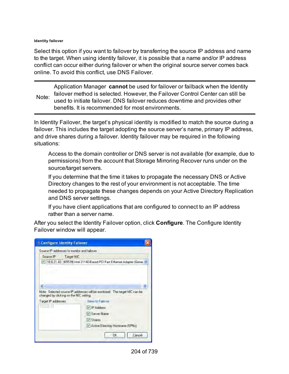 Identity failover | HP Storage Mirroring Software User Manual | Page 206 / 741
