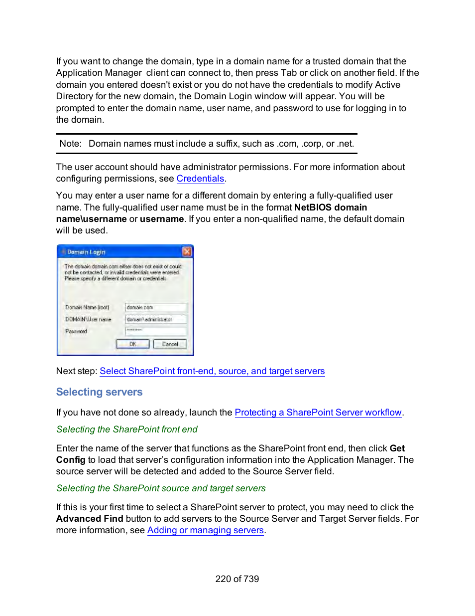 Selecting servers, Select the sharepoint front-end, Select source and target servers | HP Storage Mirroring Software User Manual | Page 222 / 741