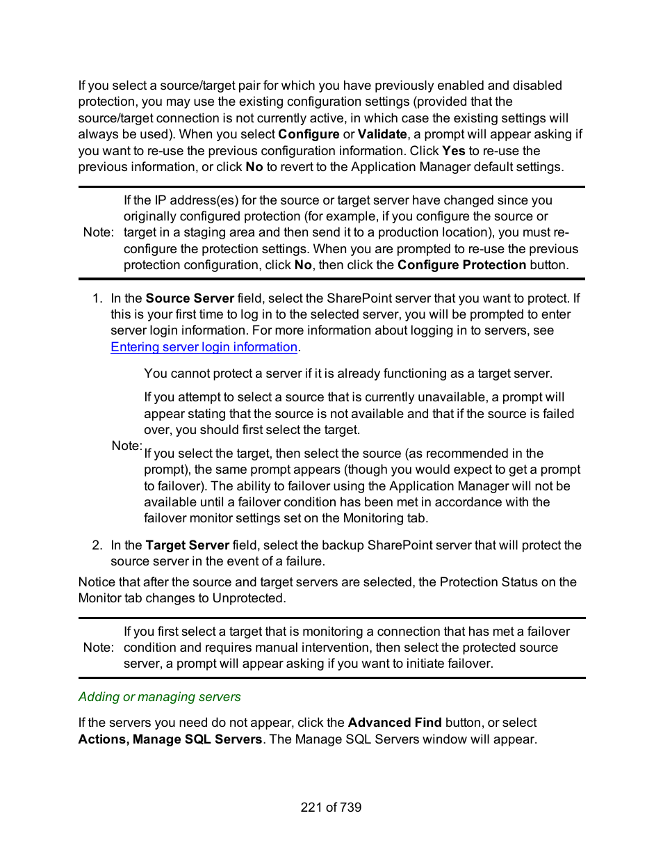 Adding or managing servers | HP Storage Mirroring Software User Manual | Page 223 / 741