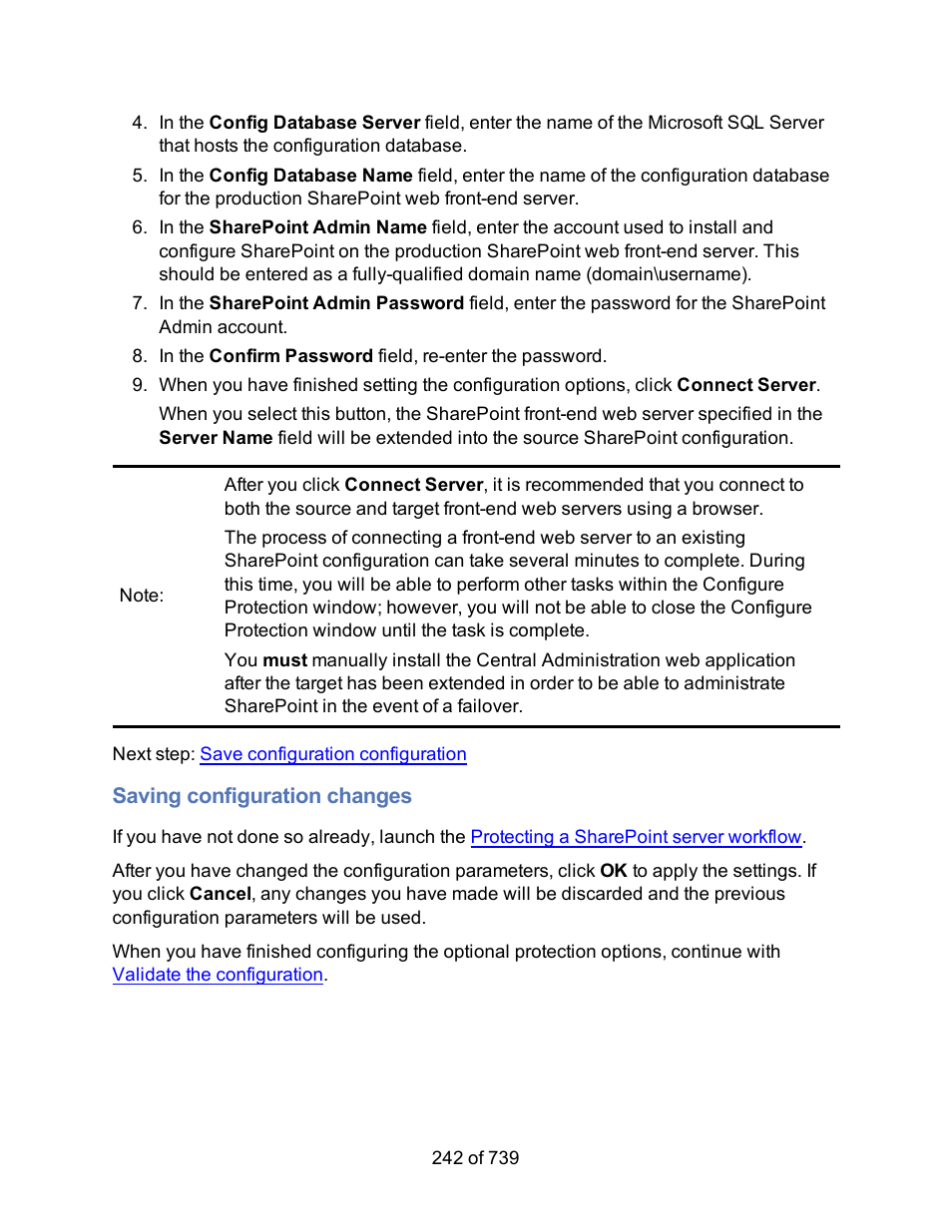 Saving configuration changes | HP Storage Mirroring Software User Manual | Page 244 / 741