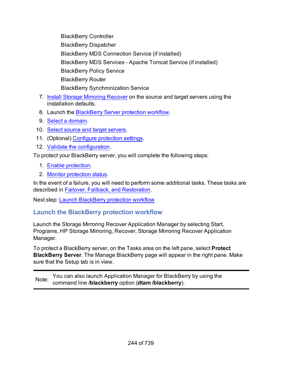 Launch the blackberry protection workflow | HP Storage Mirroring Software User Manual | Page 246 / 741