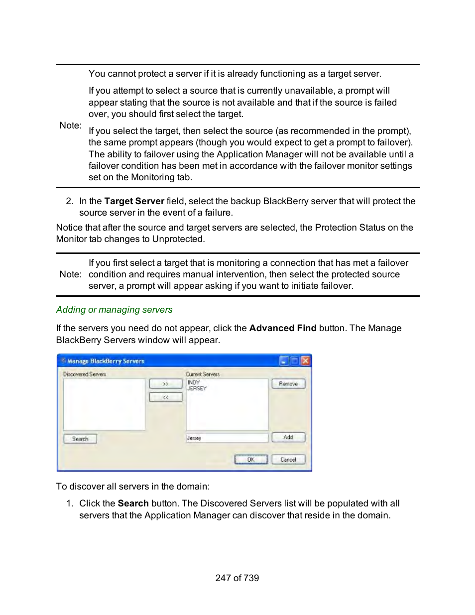 Adding or managing servers | HP Storage Mirroring Software User Manual | Page 249 / 741