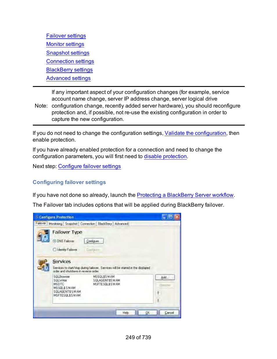 Configuring failover settings, Configure failover settings | HP Storage Mirroring Software User Manual | Page 251 / 741
