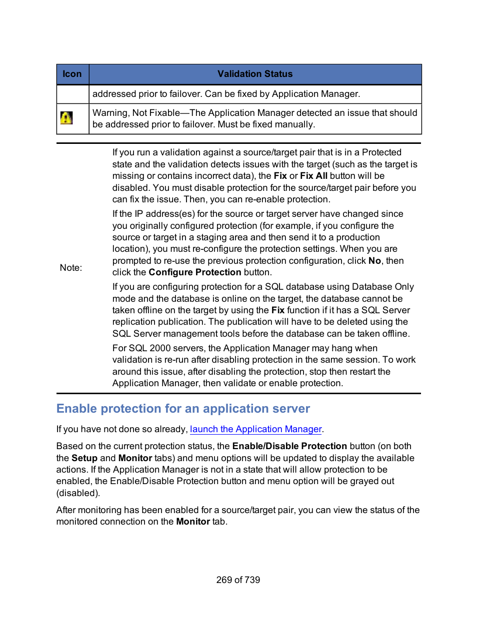 Enable protection for an application server, Enable protection, Enable | Protection | HP Storage Mirroring Software User Manual | Page 271 / 741