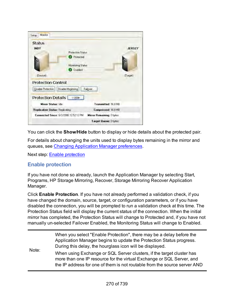 Enable protection | HP Storage Mirroring Software User Manual | Page 272 / 741