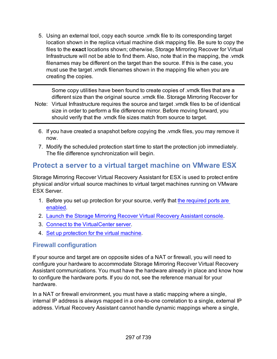 Firewall configuration | HP Storage Mirroring Software User Manual | Page 299 / 741