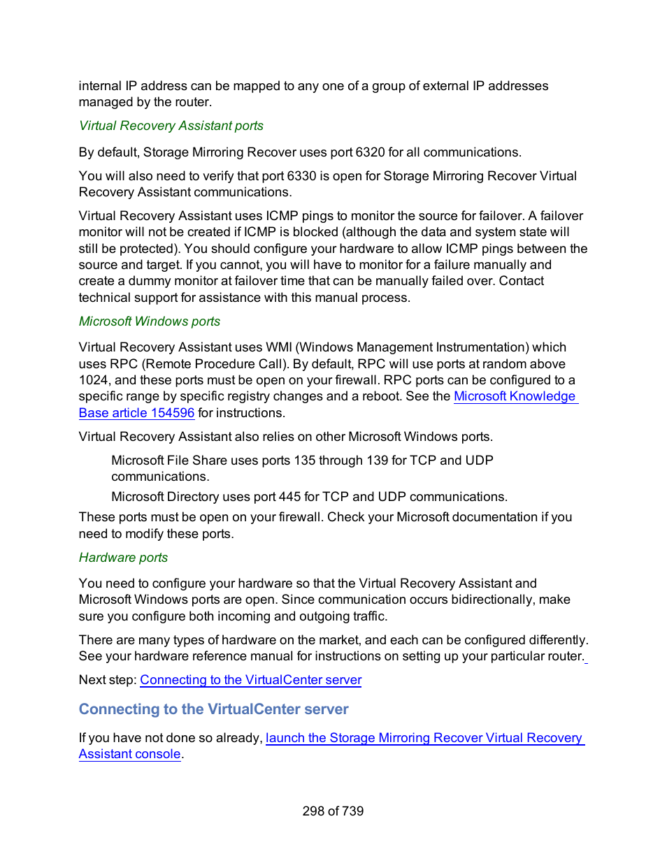 Connecting to the virtualcenter server | HP Storage Mirroring Software User Manual | Page 300 / 741